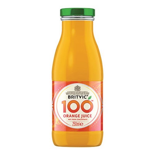 100% Orange Juice 250ml Glass Bottle